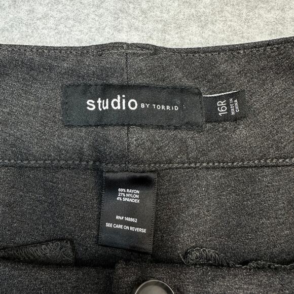 Studio by Torrid Trouser Slim Boot Pants SZ 16R Dark Charcoal Heather Ponte Knit - Picture 5 of 13